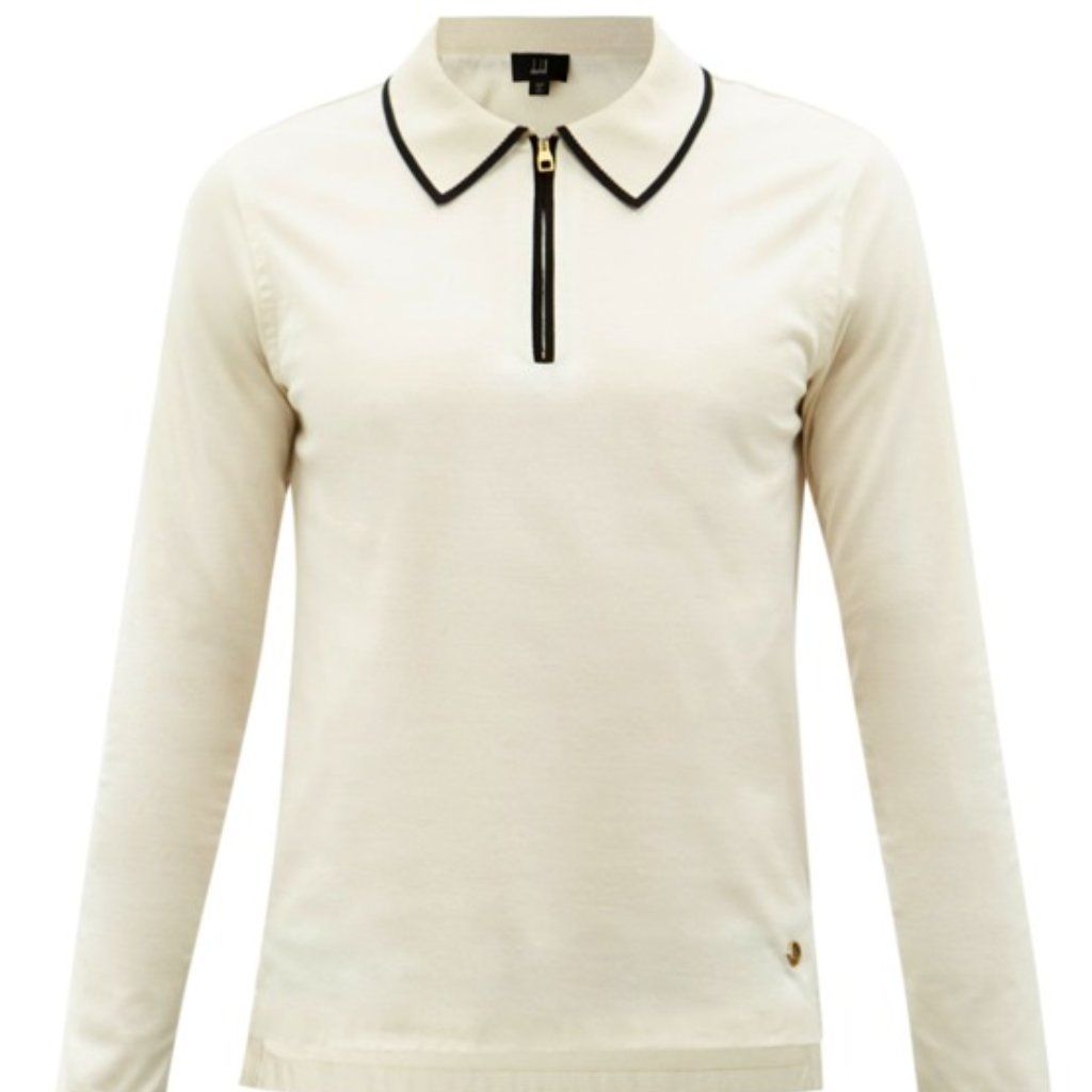 Dunhill Zip Collar Mercerised-Cotton Polo Shirt (Eu 54 Xxl / U.S. L/Xl Size 44")